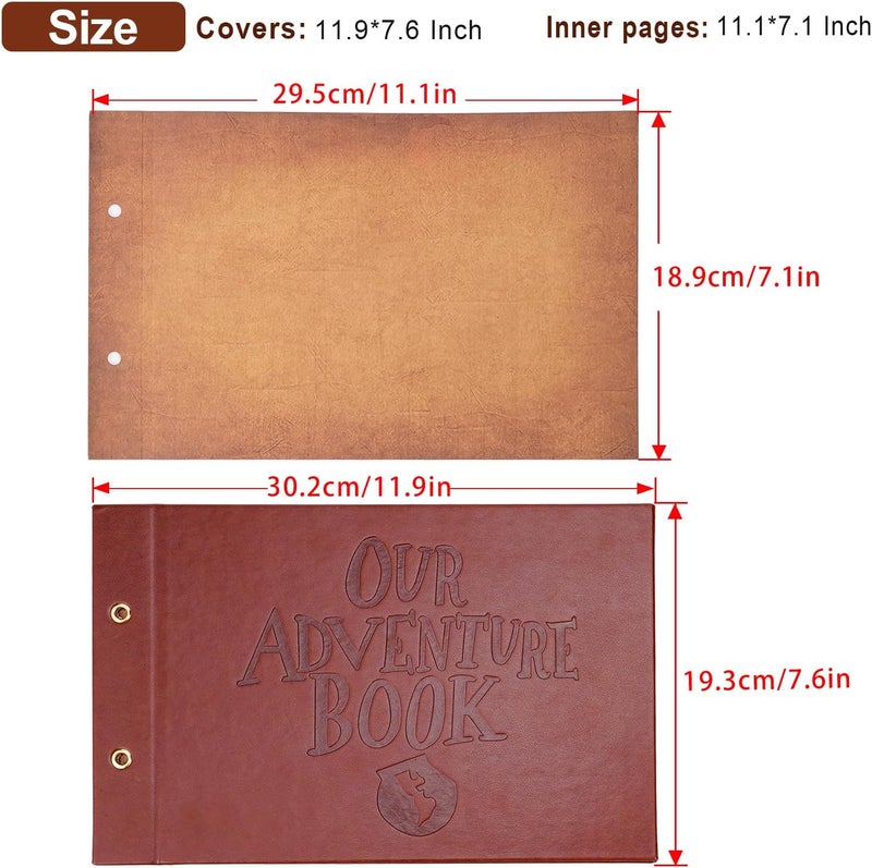 Tpudn Adventure Book Scrapbook Photo Album 80 Pages Retro Leather Cover Memory Book with Luxury DIY Accessories Kit,Exquisite Box Gift Couples Weddings,Travelling,Christmas Day - Image 2